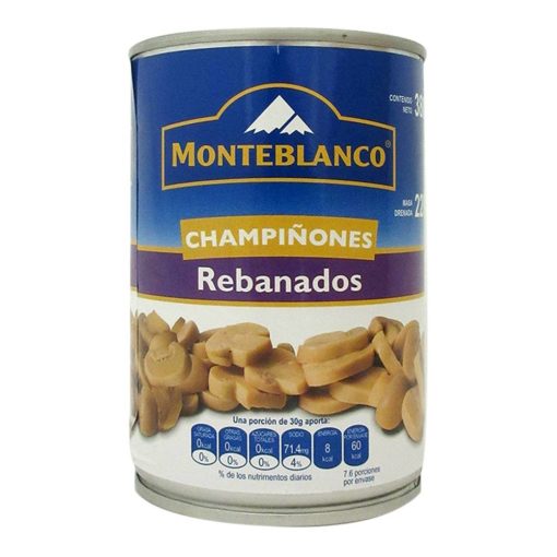 CHAMPIÑONES REBANADOS MONTE BLANCO LATA DE 2.8 KG.