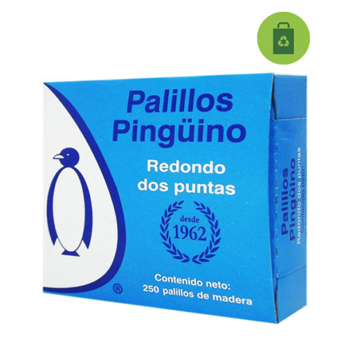 PALILLO REDONDO DOS PUNTAS PINGÜINO POR PAQUETE