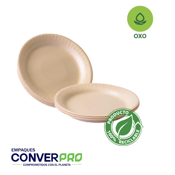 plato biodegradable ecologica con tecnología a base de materiales oxo